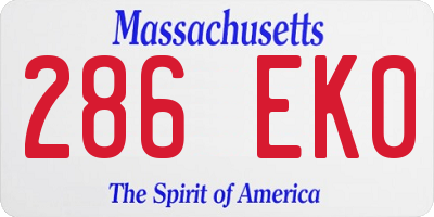 MA license plate 286EK0