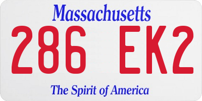MA license plate 286EK2
