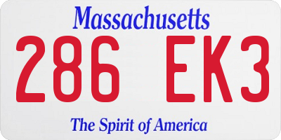 MA license plate 286EK3