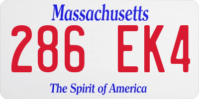 MA license plate 286EK4