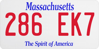 MA license plate 286EK7