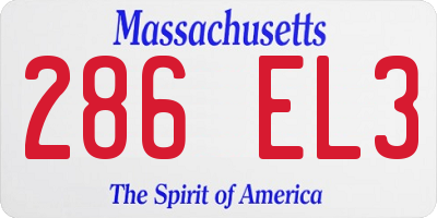 MA license plate 286EL3