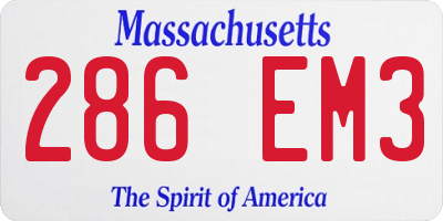 MA license plate 286EM3