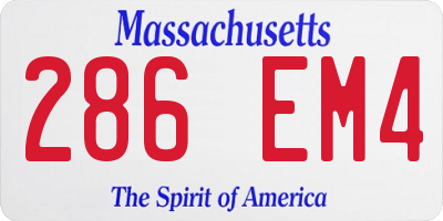 MA license plate 286EM4