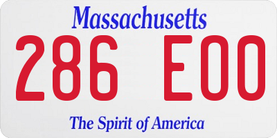 MA license plate 286EO0