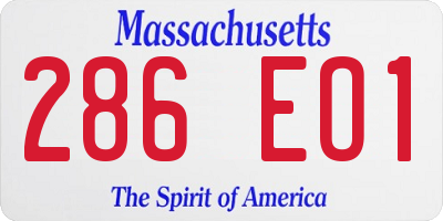 MA license plate 286EO1