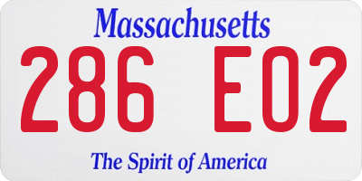 MA license plate 286EO2