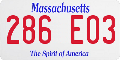MA license plate 286EO3