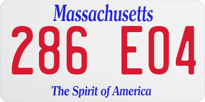 MA license plate 286EO4