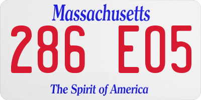 MA license plate 286EO5
