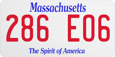 MA license plate 286EO6