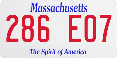 MA license plate 286EO7