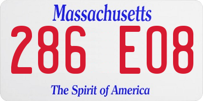 MA license plate 286EO8