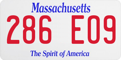 MA license plate 286EO9