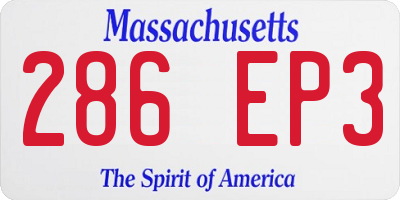 MA license plate 286EP3