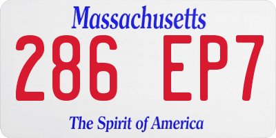 MA license plate 286EP7