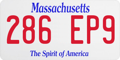 MA license plate 286EP9