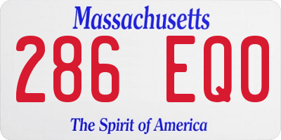 MA license plate 286EQ0