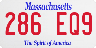 MA license plate 286EQ9