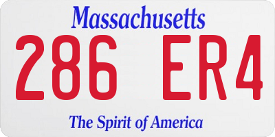 MA license plate 286ER4