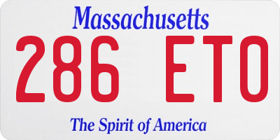 MA license plate 286ET0