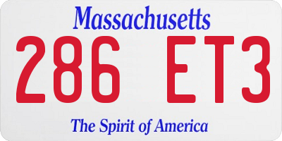 MA license plate 286ET3