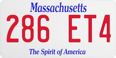 MA license plate 286ET4