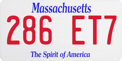 MA license plate 286ET7