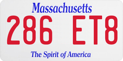 MA license plate 286ET8