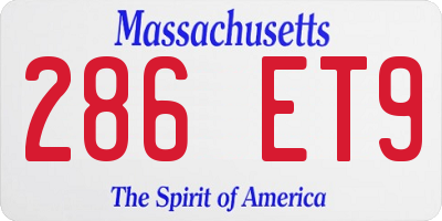 MA license plate 286ET9