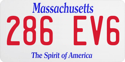 MA license plate 286EV6