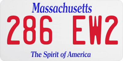 MA license plate 286EW2
