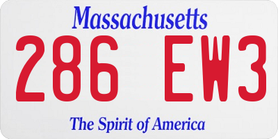 MA license plate 286EW3