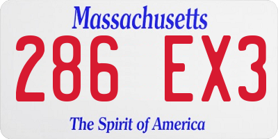 MA license plate 286EX3
