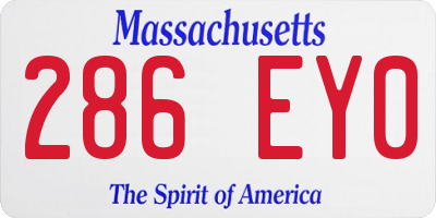 MA license plate 286EY0