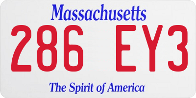 MA license plate 286EY3