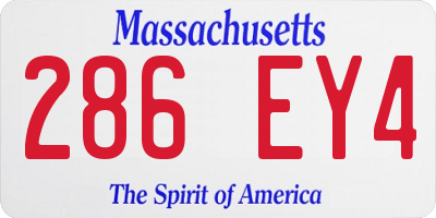 MA license plate 286EY4