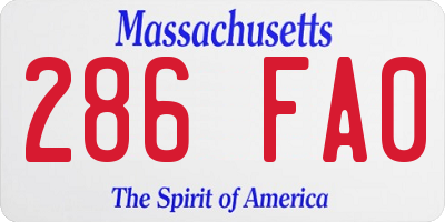 MA license plate 286FA0