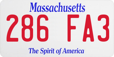 MA license plate 286FA3