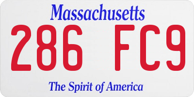 MA license plate 286FC9