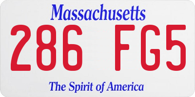 MA license plate 286FG5