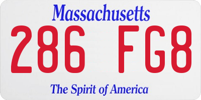 MA license plate 286FG8