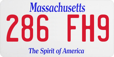 MA license plate 286FH9