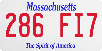 MA license plate 286FI7