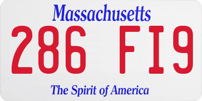 MA license plate 286FI9
