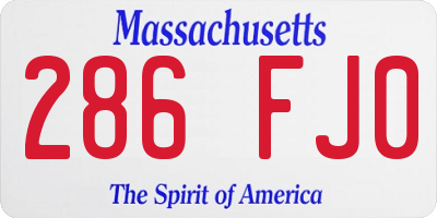 MA license plate 286FJ0