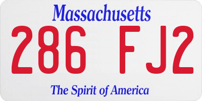 MA license plate 286FJ2