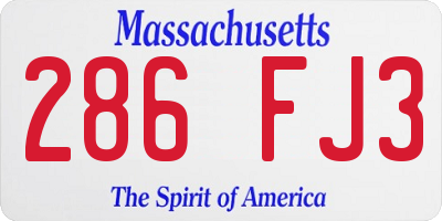 MA license plate 286FJ3