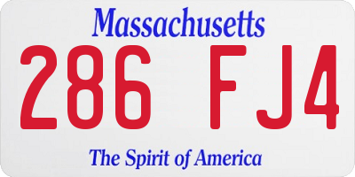 MA license plate 286FJ4