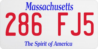 MA license plate 286FJ5